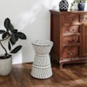 アフリカンデザインの陶器製スツールの商品写真