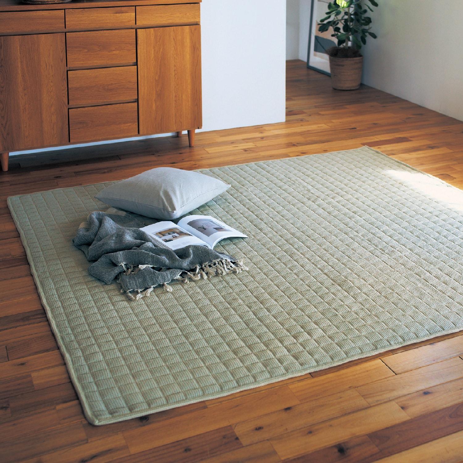 インド綿のしゃりっとワッフルキルトラグの商品写真