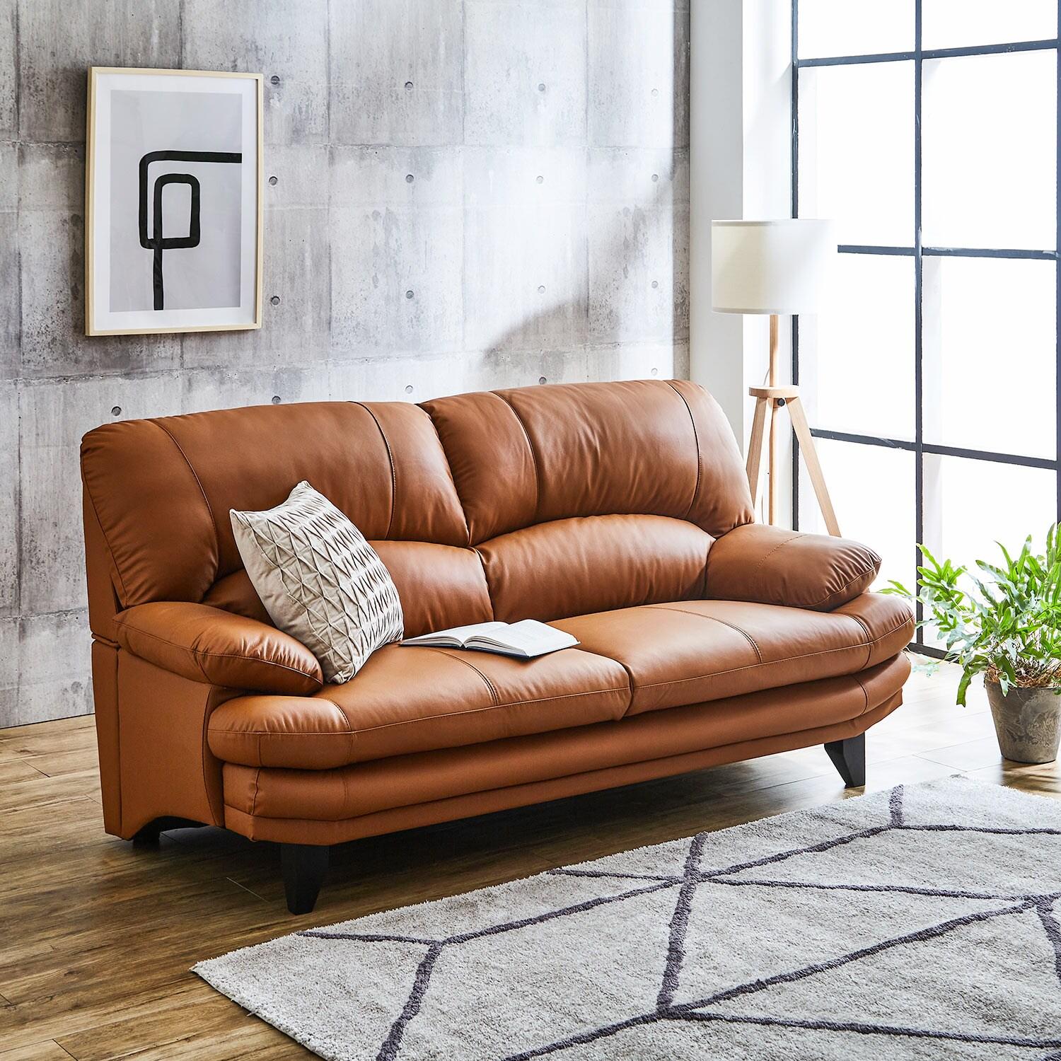 本革のポケットコイル入りハイバックソファー <2人掛け/2.5人掛け/3人掛け>の商品写真