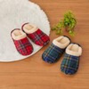 ぬくぬくスリッパふわふわチェックM・Lセット2色組の商品写真