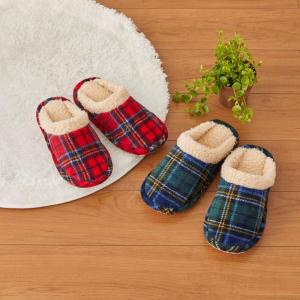 ぬくぬくスリッパふわふわチェックM・Lセット2色組の商品写真