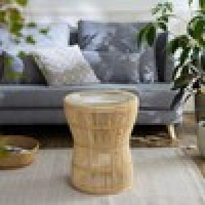 ラタンのラウンドサイドテーブルの商品写真