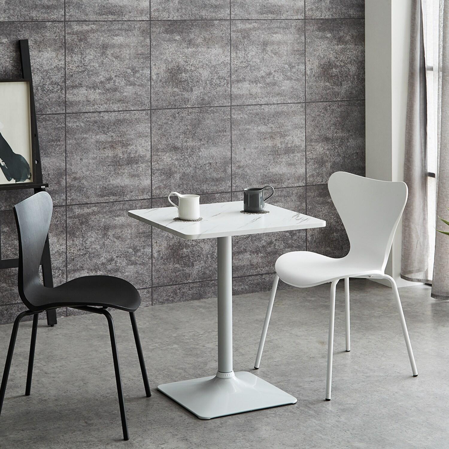 大理石調天板のスクエアカフェテーブルの商品写真