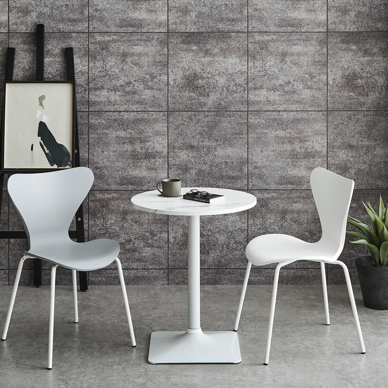 大理石調天板の円形カフェテーブルの商品写真