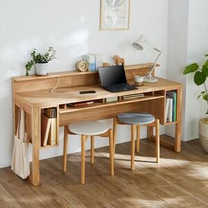 奥行が変えられる天然木オーク材のデスク ALTの商品写真