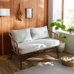 ラタンデザインの2人掛けソファーの商品写真