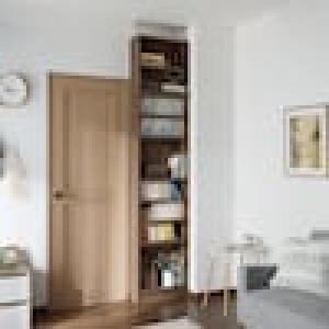 【幅1cmピッチオーダー】10色展開!頑丈棚板の薄型突っ張りオープンラック・本棚(幅45~59cm)の商品写真