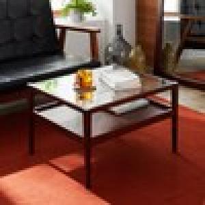 ヴィンテージ調ガラス天板ローテーブルの商品写真