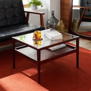 ヴィンテージ調ガラス天板ローテーブルの商品写真