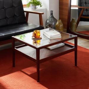 ヴィンテージ調ガラス天板ローテーブルの商品写真