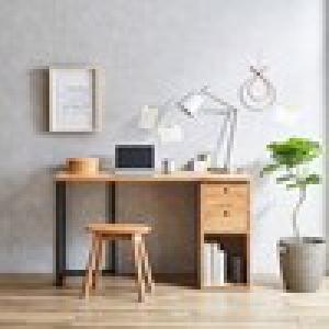 オーク材のチェスト収納付きパソコンデスクの商品写真