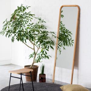 オーク材の立てかけミラーの商品写真