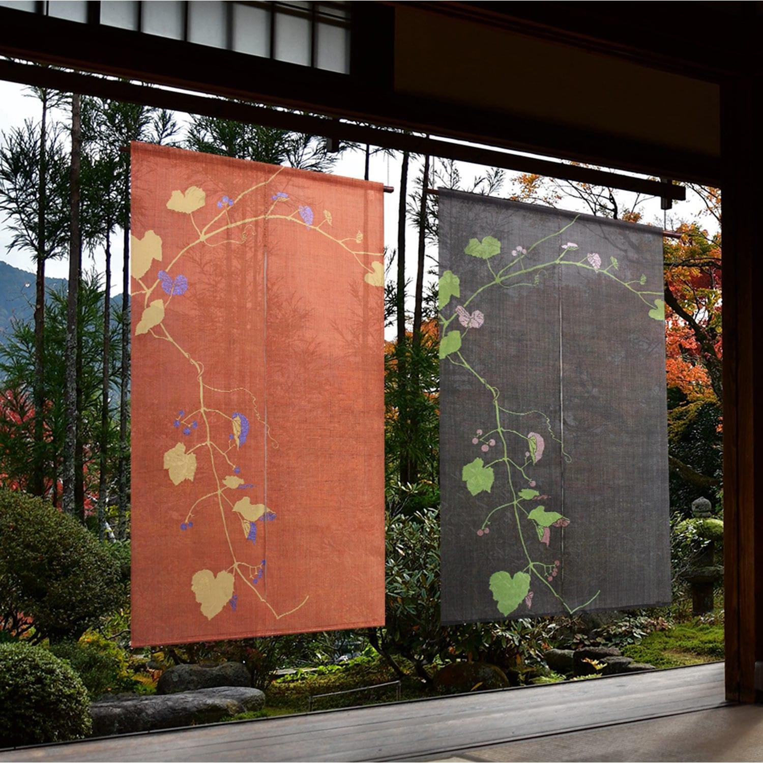 手織りの麻生地を使ったお部屋彩る装飾のれん(野葡萄)の商品写真