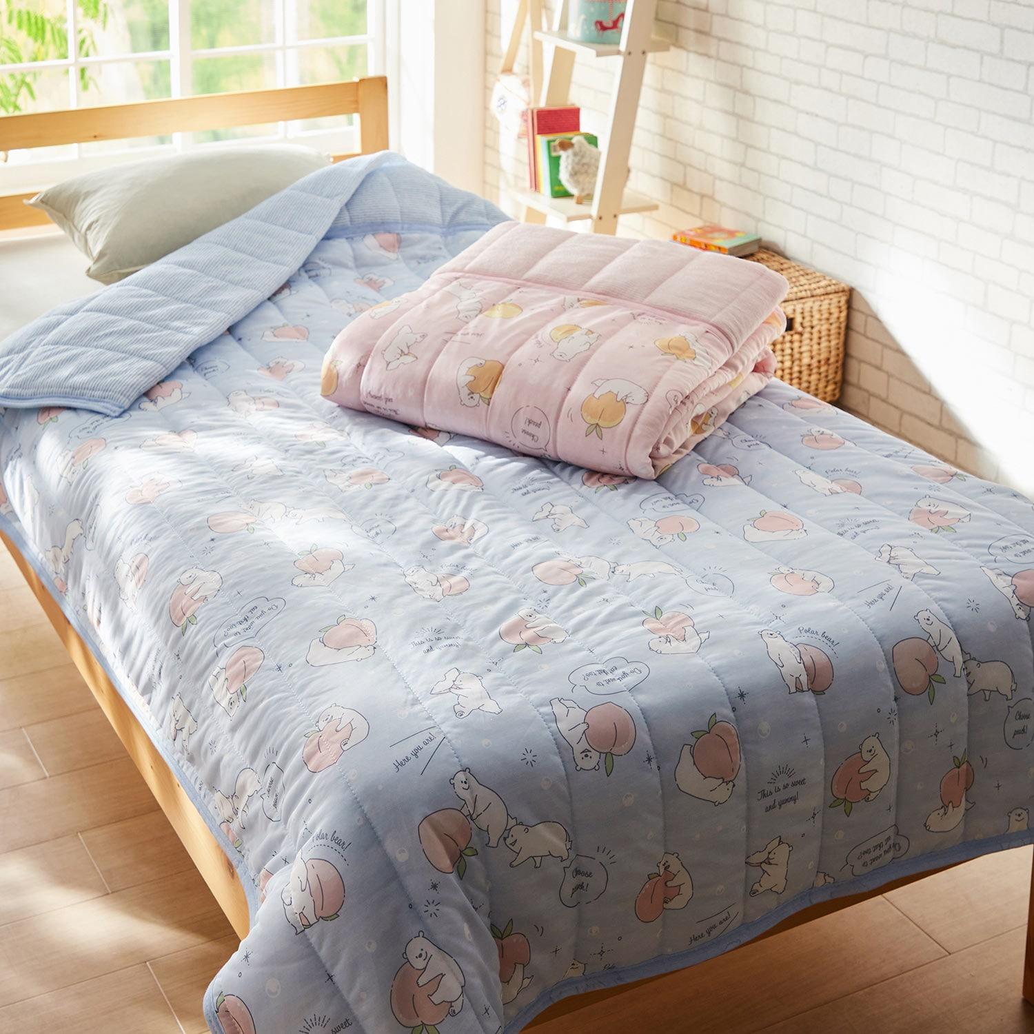 【子ども部屋にも!】しろくま柄のひんやり冷感キルトケットの商品写真