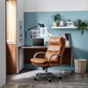 ふんわり快適な座り心地のアーム付き合皮デスクチェアの商品写真