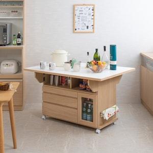 収納付きバタフライ天板のダイニングテーブルの商品写真