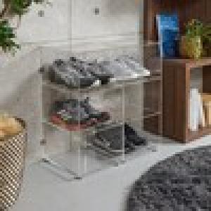 中身が見えて綺麗に飾れる薄型3段シューズラック <2台セット>の商品写真