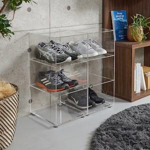 中身が見えて綺麗に飾れる薄型3段シューズラック <2台セット>の商品写真