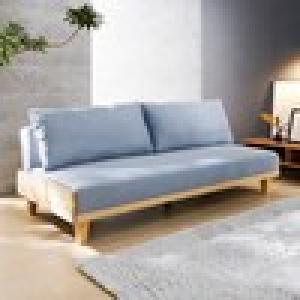 優しい風合いのカラーから選べる木フレームデザインのクッション付きソファーベッドの商品写真