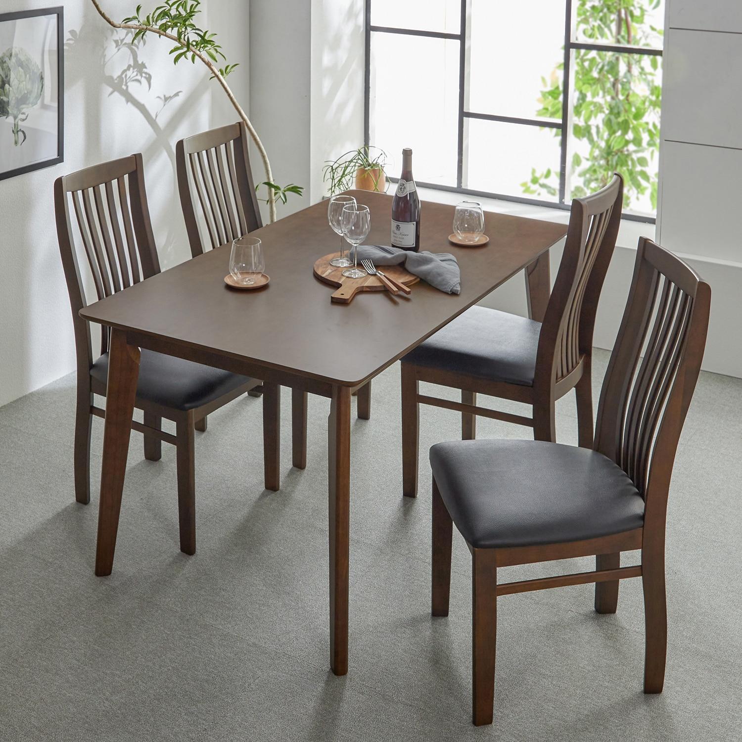 ハイバックチェアのお部屋になじみやすいダイニングテーブルセット <5点セット>の商品写真