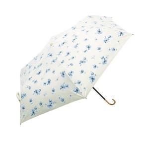 晴雨兼用 折りたたみ傘 ＰＵフローラルプリント ミニ ホワイト