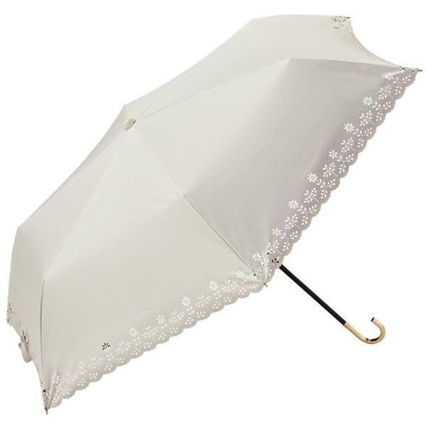 晴雨兼用 折りたたみ傘 ＰＵ ヒートカット フラワー ミニ ホワイトの商品写真