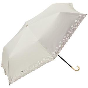 晴雨兼用 折りたたみ傘 ＰＵ ヒートカット フラワー ミニ ホワイト