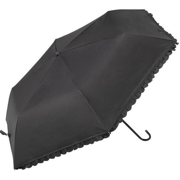 晴雨兼用 折りたたみ傘 ＰＵ ヒートカット フリル ミニ ブラックの商品写真
