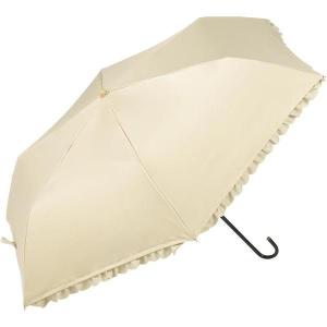 晴雨兼用 折りたたみ傘 ＰＵ ヒートカット フリル ミニ ベージュ