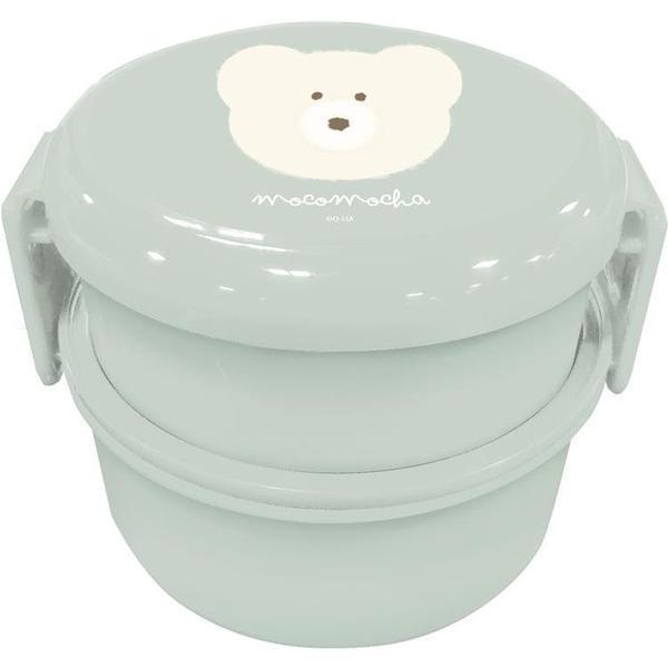丸形２段ランチボックス モコモカ クリーム お弁当箱の商品写真