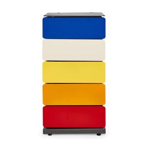 5-ドロワー ピボット キャビネット ブルー × イエロー × レッドの商品写真