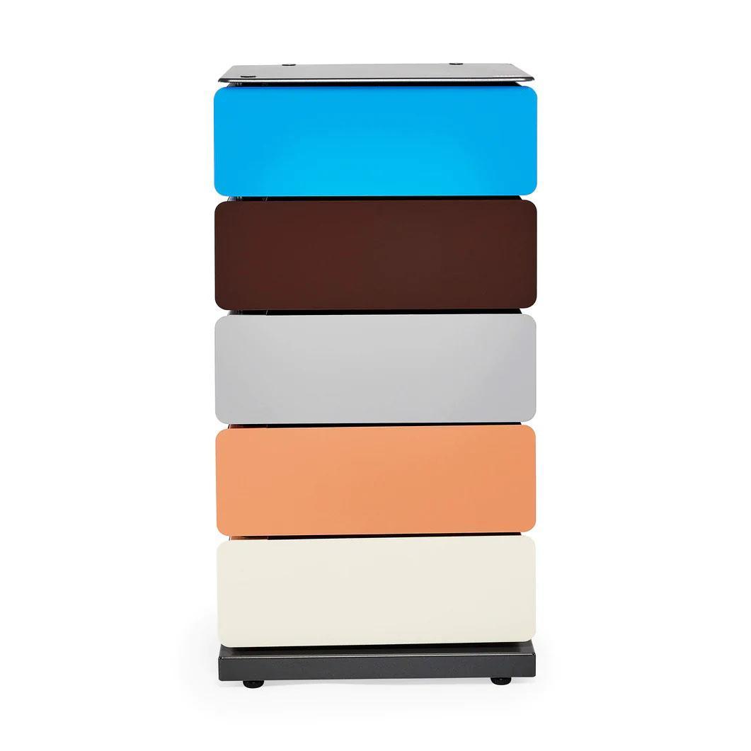 5-ドロワー ピボット キャビネット ブルー × ピンク × ホワイトの商品写真