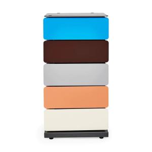 5-ドロワー ピボット キャビネット ブルー × ピンク × ホワイトの商品写真