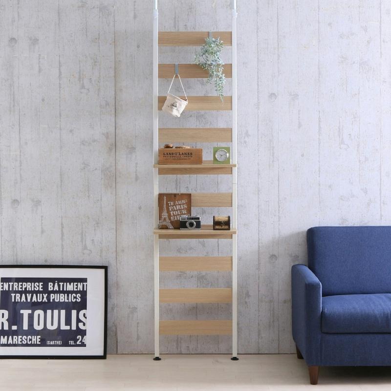 省スペースつっぱり収納 ウッドウォールラックの商品写真