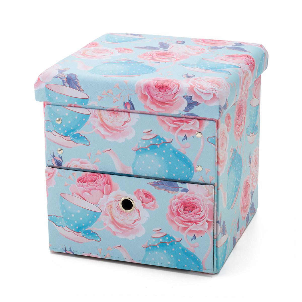 インテリア折りたたみスツール[四角形]引出しタイプの商品写真