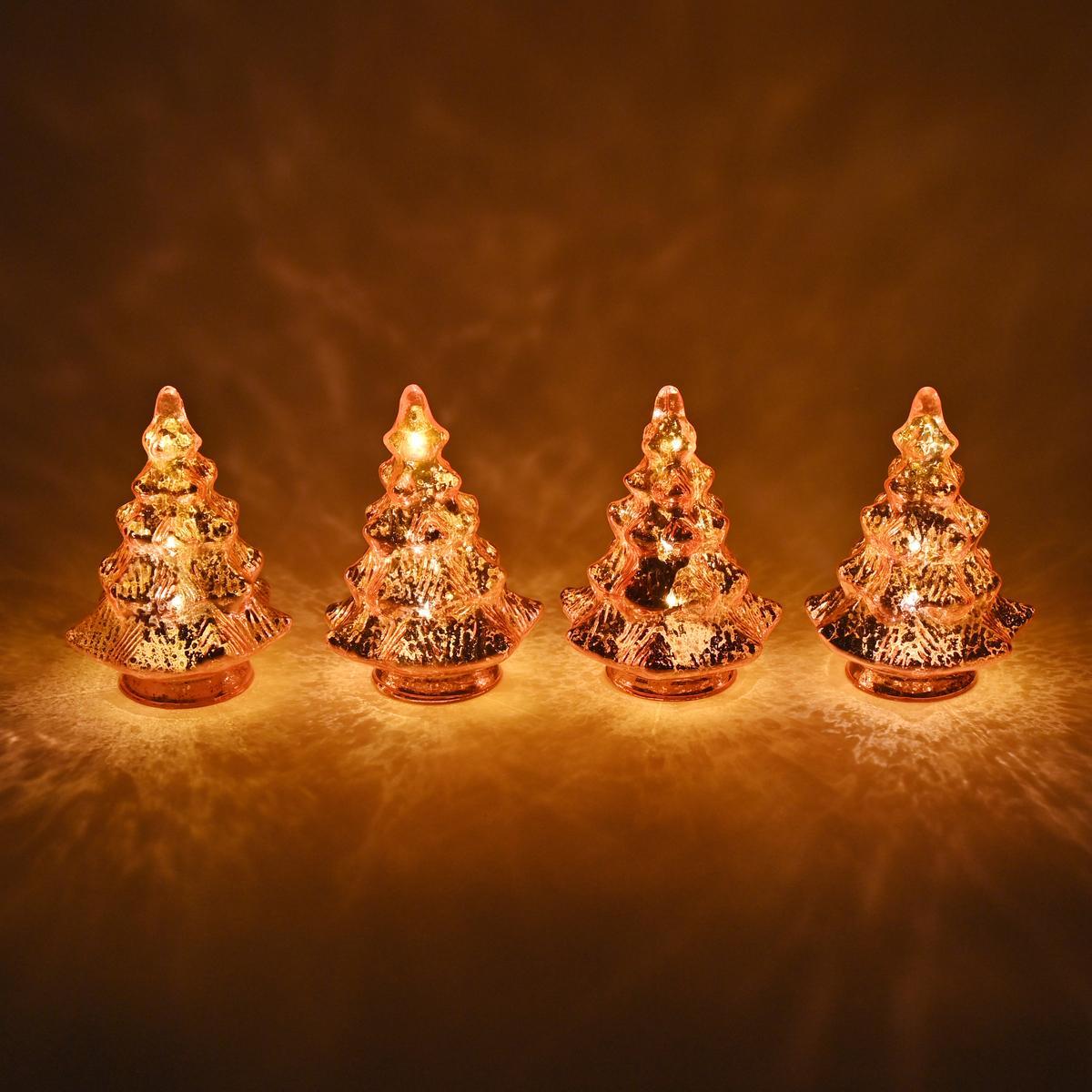 LUMIDA LED ミニガラスツリー 4個セット オンオフタイマー付きの商品写真