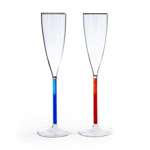 カラーアクセント シャンパングラスセット ブルー/レッドオレンジの商品写真