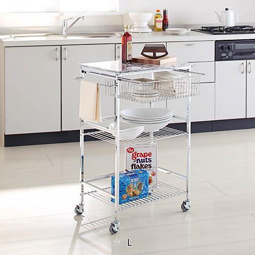 【大型商品送料無料】大理石天板キッチンワゴンの商品写真