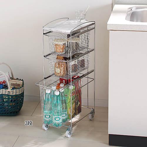 大理石天板キッチンワゴン(スリム)の商品写真