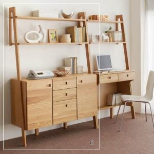 オーク材の収納シェルフキャビネットの商品写真