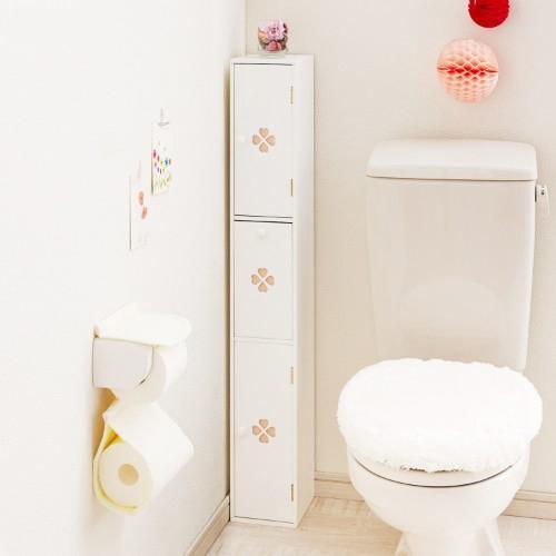 クローバーモチーフのトイレ収納ラック<ロータイプ/ハイタイプ>の商品写真