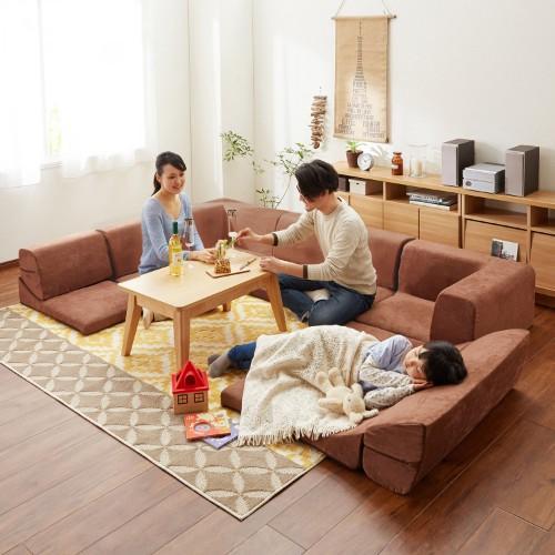 コーナーローソファ3点セット(スエード調)の商品写真