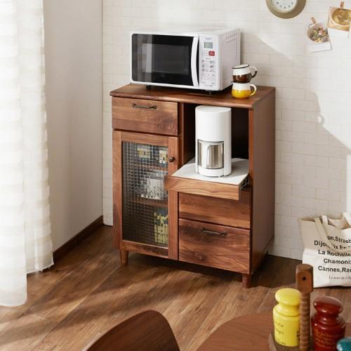 ウォルナットの家電収納キャビネットの商品写真