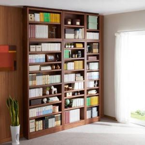 ウォルナット材の突っ張り薄型ブックシェルフの商品写真