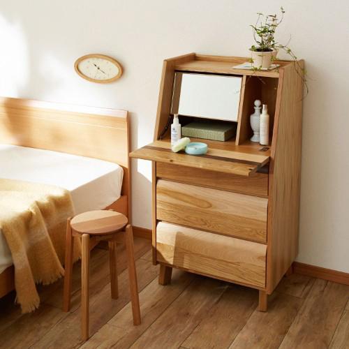 【北海道産】3種類の天然木を使ったライティングドレッサー 【パソコンデスクとしても】の商品写真