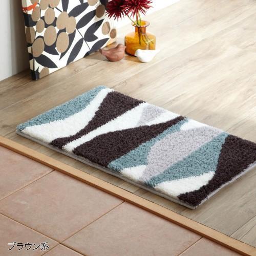 日本製幾何デザインのふわふわシャギーの玄関マットの商品写真