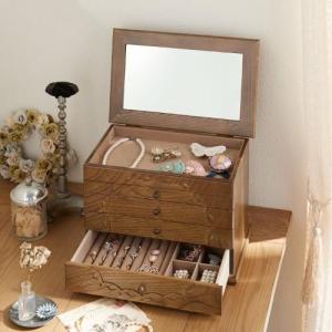ミラー付きアンティーク風アクセサリーケース・ジュエリーボックスの商品写真
