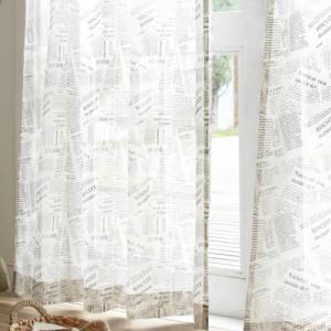 【オーダー】英字新聞をコラージュしたようなオーダーレースカーテン