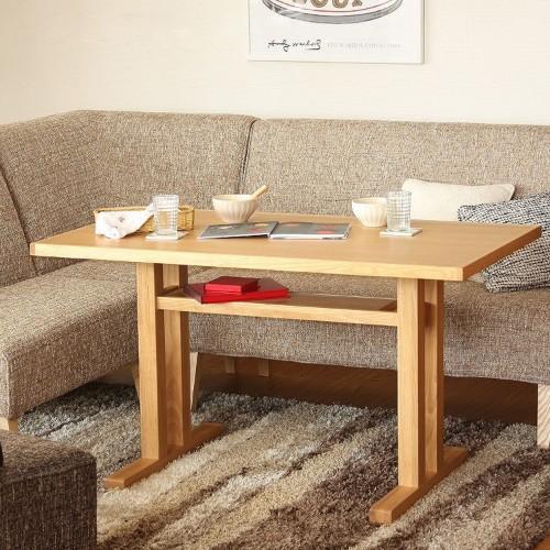 タモ材の棚付きダイニングテーブルの商品写真