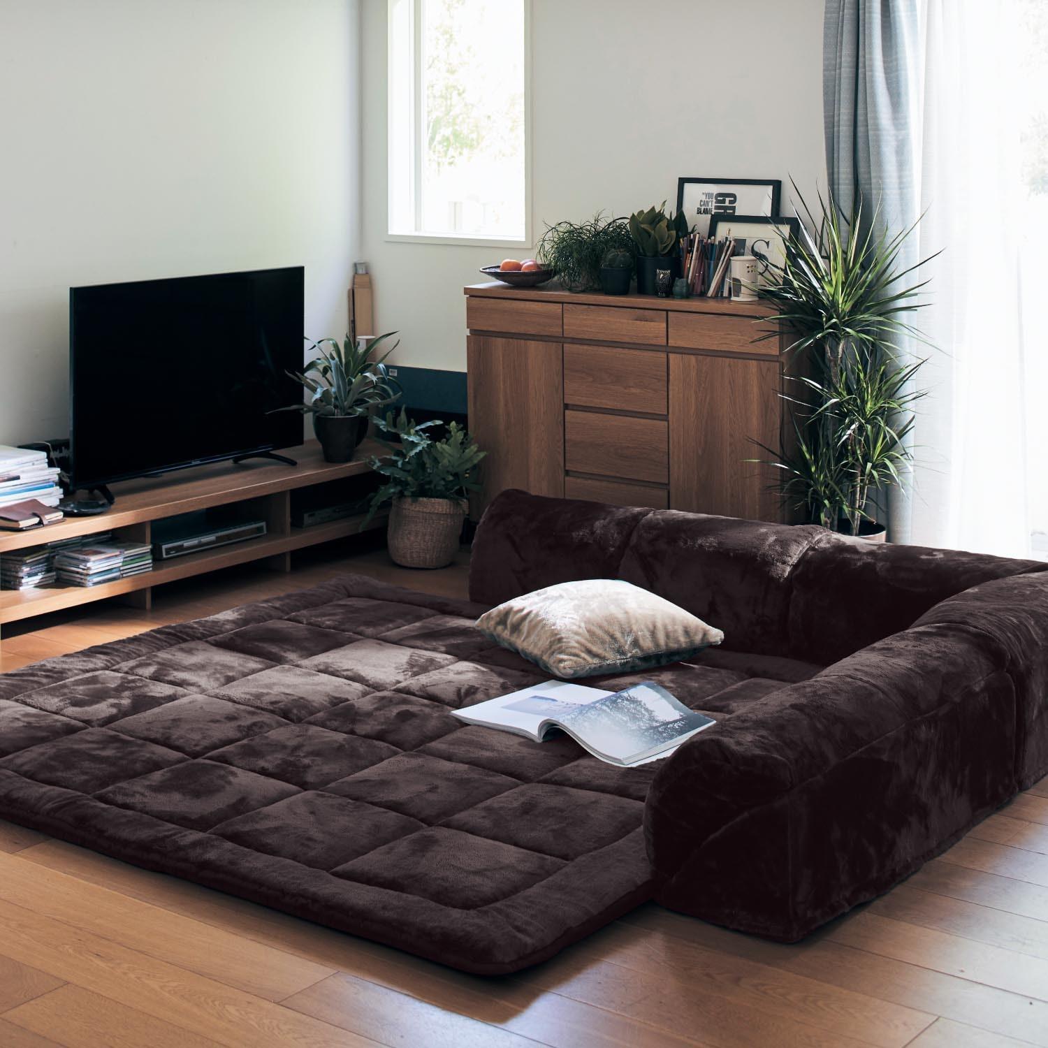 あったかなめらかなコーナークッションセット(ローソファー)[日本製]の商品写真